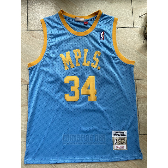 Camiseta Los Angeles Lakers Shaquille O'Neal #34 Mitchell & Ness 2001-02 Azul